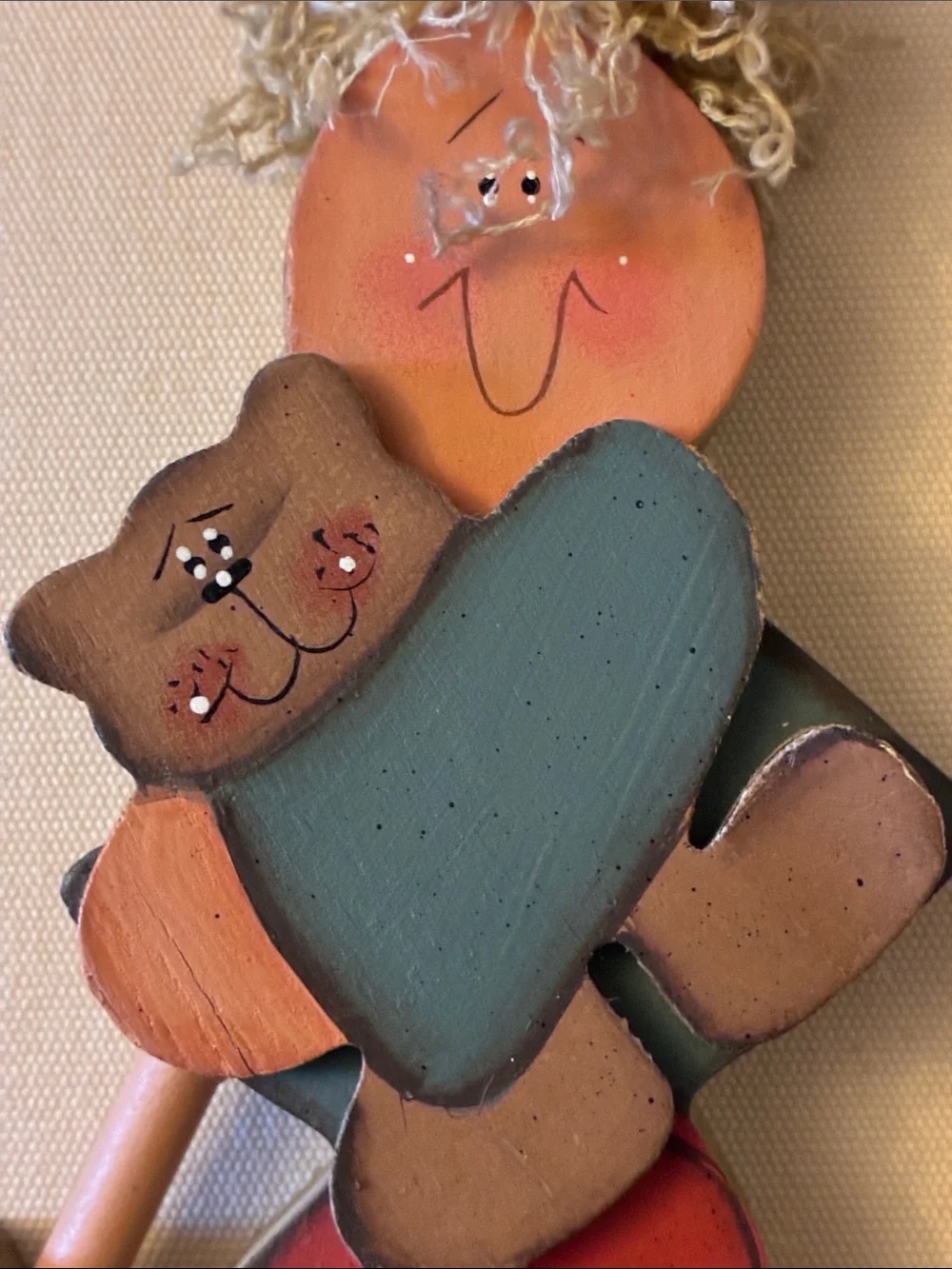Handcrafted Folk Art Heart Wall Hanging - Red, Teal, Black